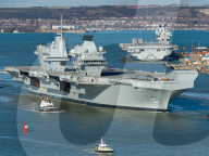 HMS Prince of Wales departs Portsmouth in Portsmouth, UK.