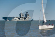HMS Prince of Wales departs Portsmouth in Portsmouth, UK.