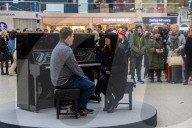 Claudia Winkleman films Channel 4’s The Piano series London, UK.