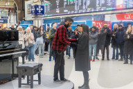 Claudia Winkleman films Channel 4’s The Piano series London, UK.