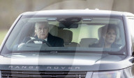 Prince Andrew and Sarah Driving to Attend Memorial Service for King Constantine Of Greece at Windsor Castle