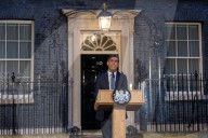 Prime Minister Rishi Sunak makes a statement from Downing Street