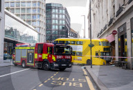 London bus crsh New Oxfords Street in London, UK.