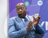 Frank Bruno at the Business Innovation Exp and Corporate Wellbeing Expo at Excel, London, UK. 