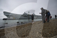 HMS Queen Elizabeth leaves Portsmouth, UK.