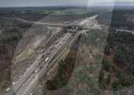Roadworks continue at the M25 junction 10/A3 Wisley, UK.