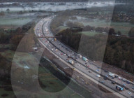 M25 re-opens in Wisley, UK.