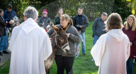 Palm Sunday service at St Mary's Church Wimbledon Village, London, UK. 