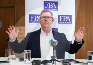 Democratic Unionist Party (DUP) leadership briefing at the Foreign Press Association, Royal Overseas League, Park Place, St James's Street, London, UK.