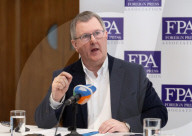 Democratic Unionist Party (DUP) leadership briefing at the Foreign Press Association, Royal Overseas League, Park Place, St James's Street, London, UK.