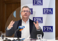 Democratic Unionist Party (DUP) leadership briefing at the Foreign Press Association, Royal Overseas League, Park Place, St James's Street, London, UK.