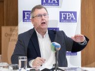 Democratic Unionist Party (DUP) leadership briefing at the Foreign Press Association, Royal Overseas League, Park Place, St James's Street, London, UK.