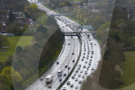 Good Friday getaway traffic in Addlestone, UK.