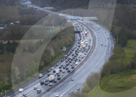 Good Friday getaway traffic in Addlestone, UK.