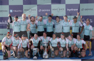 169th Oxford v Cambridge University Men's Boat Race on the River Thames in London, UK.