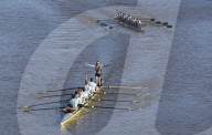 169th Oxford v Cambridge University Men's Boat Race on the River Thames in London, UK.