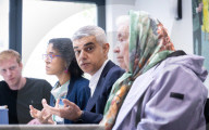 Sadiq Khan, Labour’s Mayor of London, on the campaign trail in Upper Street, Islington, London, UK.
