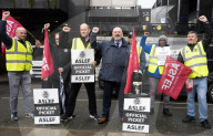ASLEF picket line outside Euston rail station