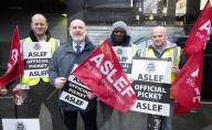 ASLEF picket line outside Euston rail station