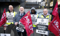 ASLEF picket line outside Euston rail station