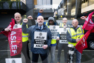 ASLEF picket line outside Euston rail station