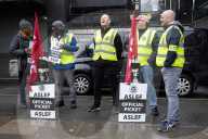 ASLEF picket line outside Euston rail station