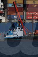 Die Bergungsarbeiten gehen weiter: Das havarierte Containerschiff Dali im Hafen von Baltimore