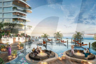 Luxury apartment towers linked by infinity pools
