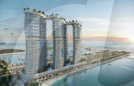 Luxury apartment towers linked by infinity pools