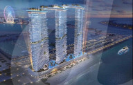 Luxury apartment towers linked by infinity pools