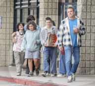 PREMIUM EXCLUSIVE Twinning? Ben Affleck bonding with Fin , dressed with jeans and plaid shirts on friday