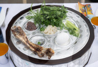 The Empty Seder Table Installation "Bring Them Home Now" event at Richmond Terrace, Whitehall, London, UK.