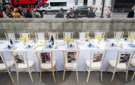 The Empty Seder Table Installation "Bring Them Home Now" event at Richmond Terrace, Whitehall, London, UK.