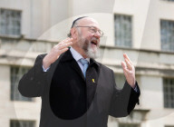 The Empty Seder Table Installation "Bring Them Home Now" event at Richmond Terrace, Whitehall, London, UK.