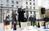 The Empty Seder Table Installation "Bring Them Home Now" event at Richmond Terrace, Whitehall, London, UK.