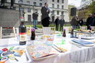 The Empty Seder Table Installation "Bring Them Home Now" event at Richmond Terrace, Whitehall, London, UK.