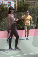 *EXCLUSIVE* Pete Wentz and Meagan Camper enjoy playing doubles together