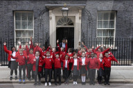 Prime Minister Rishi Sunak greets school children