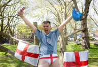 Press photocall for Why I Stuck A Flare Up My Arse For England. Written and performed by Alex Hill at Southwark Playhouse, London, UK.
