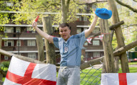 Press photocall for Why I Stuck A Flare Up My Arse For England. Written and performed by Alex Hill at Southwark Playhouse, London, UK.