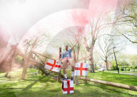 Press photocall for Why I Stuck A Flare Up My Arse For England. Written and performed by Alex Hill at Southwark Playhouse, London, UK.
