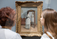 Press photocall for Eva Gonzales painting La Psyche exhibited at the National Gallery, London, UK.