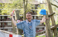 Press photocall for Why I Stuck A Flare Up My Arse For England. Written and performed by Alex Hill at Southwark Playhouse, London, UK.
