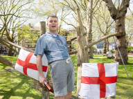 Press photocall for Why I Stuck A Flare Up My Arse For England. Written and performed by Alex Hill at Southwark Playhouse, London, UK.