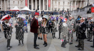 St George’s Day celebrations at Trafalgar Square, London, UK.