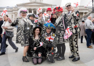 St George’s Day celebrations at Trafalgar Square, London, UK.