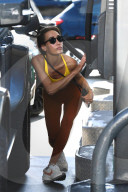 *EXCLUSIVE* Maggie Q Masters Gas Pump in Style with Vibrant Workout Gear