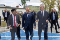 The Prime Minister Rishi Sunak is welcomed by the Prime Minister of Poland