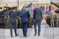 The Prime Minister Rishi Sunak is welcomed by the Prime Minister of Poland