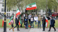 Campaign to designate IRGC as a prescribed organisation in the UK protest outside of Parliament, Westminster, London, UK. 